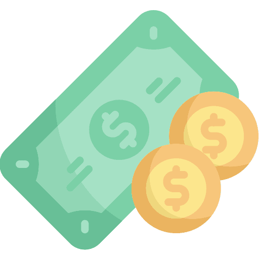 Icone d'une liasse de billets de banque avec des ailes